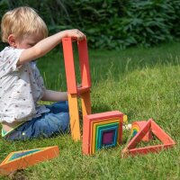 Large set of 28 rainbow shapes in wood