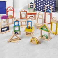 Grosses Set mit 28 verschiedenen Formen aus Holz (Natur)