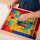 Set of 100 colored and transparent acrylic cubes and a wooden mirror box