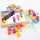 Set of 100 colored and transparent acrylic cubes and a wooden mirror box