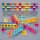 Set of 100 colored and transparent acrylic cubes and a wooden mirror box