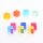 </p>Set di 10 cubi di pietre preziose acriliche solide in 10 colori diversi e un vassoio in legno a specchio. </p>