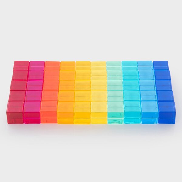 50 cubes en acrylique color&eacute;s et transparents