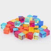 50 cubes en acrylique color&eacute;s et transparents