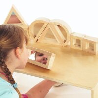 Set of 8 large wooden geometric shapes with integrated mirror