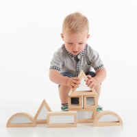 Set of 8 large wooden geometric shapes with integrated mirror