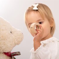 Ensemble de 24 formes g&eacute;om&eacute;triques en bois avec miroir int&eacute;gr&eacute;