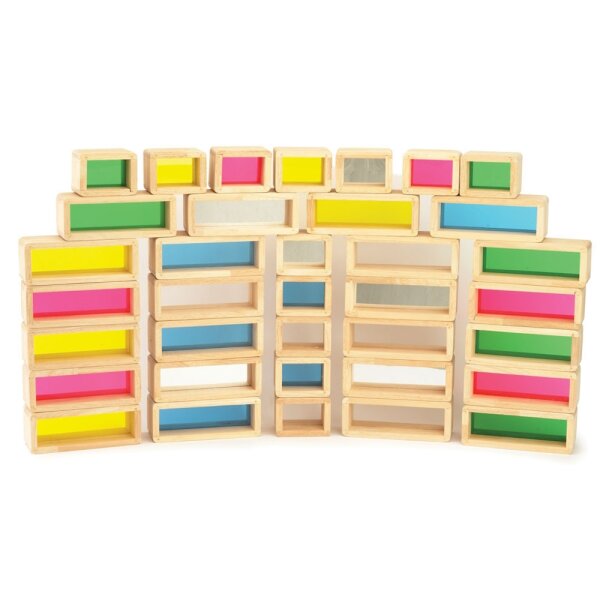 Set di 36 forme di rettangoli in legno con schermi colorati e trasparenti