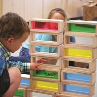 Set di 36 forme di rettangoli in legno con schermi colorati e trasparenti
