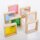 Set mit 7 Quatrat-Formen aus Holz mit farbigen und transparenten Blenden