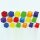 </p>54 cubi di plastica trasparente di diverse dimensioni e colori.</p>