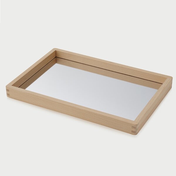 Kleine Holz-Tablettbox mit Spiegelboden