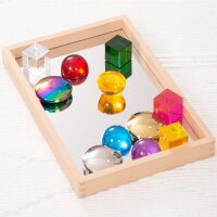 Kleine Holz-Tablettbox mit Spiegelboden