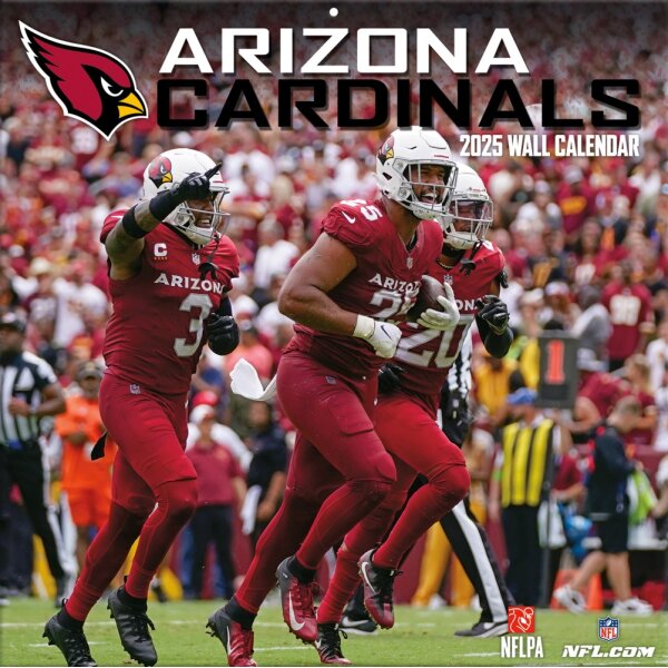 NFL - Arizona Cardinals - Calendario da parete della squadra 2025 30,5 x 30,5 cm