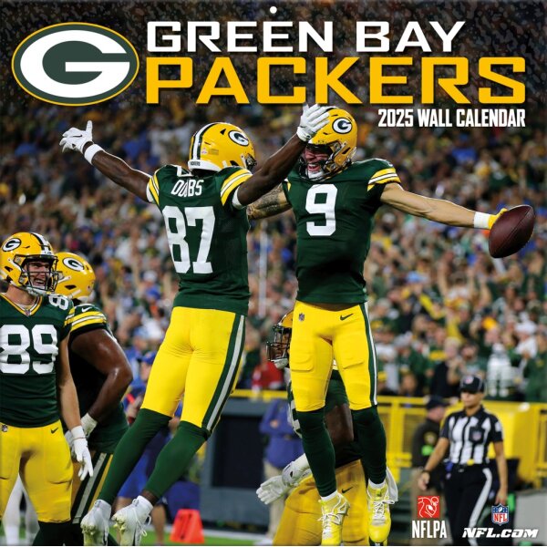 NFL - Green Bay Packers - Calendario da parete della squadra 2025 30,5 x 30,5 cm