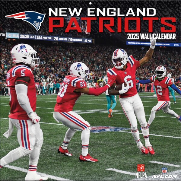 NFL - New England Patriots - Calendrier mural de l&eacute;quipe 30,5 x 30,5 cm 2025