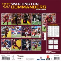 NFL - Washington Commanders - Calendrier mural de l&eacute;quipe 30,5 x 30,5 cm 2025