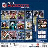 NFL - Mascottes - Calendrier mural 30,5 x 30,5 cm 2025