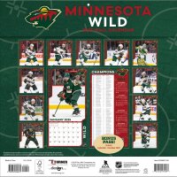NHL - Minnesota Wild - Calendario murale delle &eacute;quipes 30,5 x 30,5 cm 2025