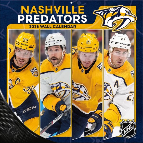 NHL - Nashville Predators- Calendrier mural d&eacute;quipe 30,5 x 30,5 cm 2025
