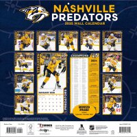 NHL - Nashville Predators- Calendrier mural d&eacute;quipe 30,5 x 30,5 cm 2025
