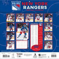 NHL - New York Rangers - Calendario murale d&eacute;quipe 30,5 x 30,5 cm 2025