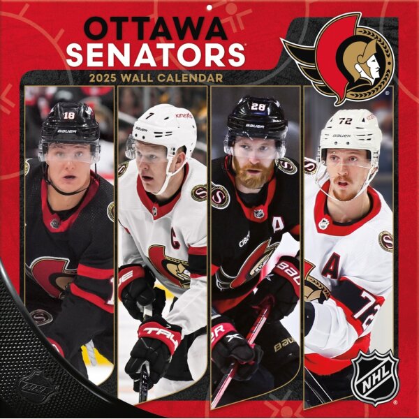 NHL - Ottawa Senators- Calendrier mural d&eacute;quipe 30,5 x 30,5 cm 2025