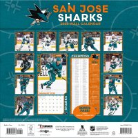 NHL - San Jose Sharks  - Calendrier mural d&eacute;quipe 30,5 x 30,5 cm 2025