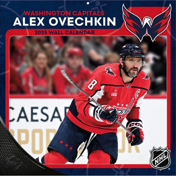 NHL - Washington Capitals - Alex Ovechkin - Calendrier mural joueur 2025 30,5 x 30,5 cm