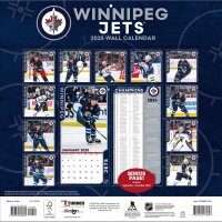 NHL - Winnipeg Jets- Calendario murale d&eacute;quipe 30,5 x 30,5 cm 2025