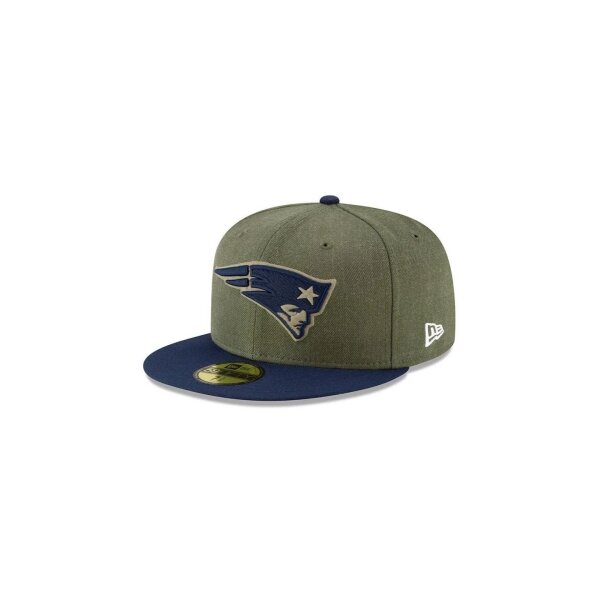 NFL -  New England Patriots -  On Field 2018 Salute to Service 59Fifty Cap  Olive 7 1/4