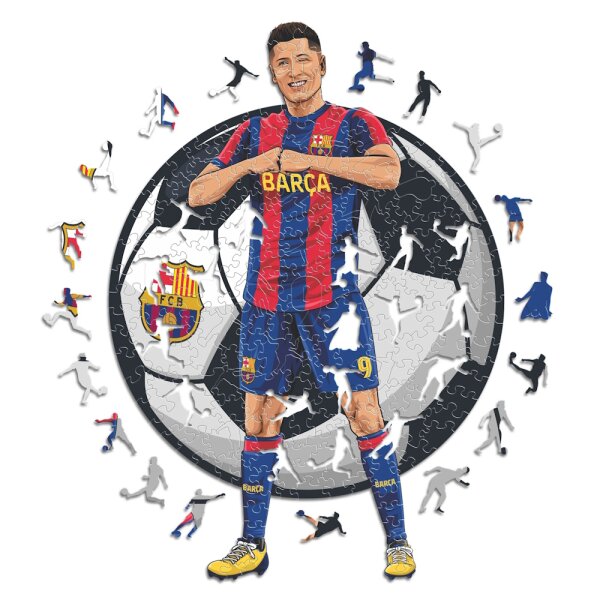 FC Barcelone - Robert Lewandowski - puzzle en bois