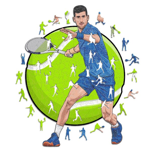 Novak Djokovic - Tennis - Puzzle in Legno Taglia S (150 Pezzi)