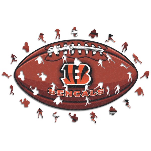 NFL - Cincinnati Bengals&ndash; Football avec Logo  - Puzzle en bois Taille S (150 Pi&egrave;ces)