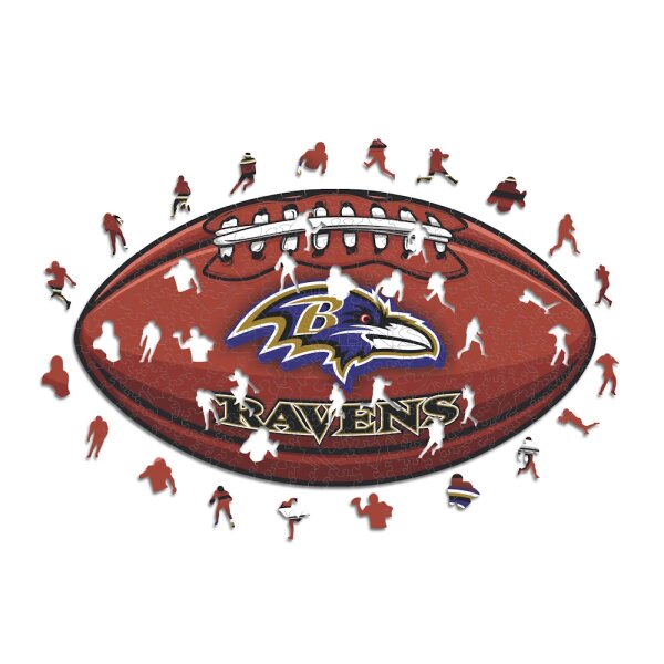 NFL - Baltimore Ravens&ndash; Football con Logo  - Puzzle in Legno Taglia S (150 Pezzi)
