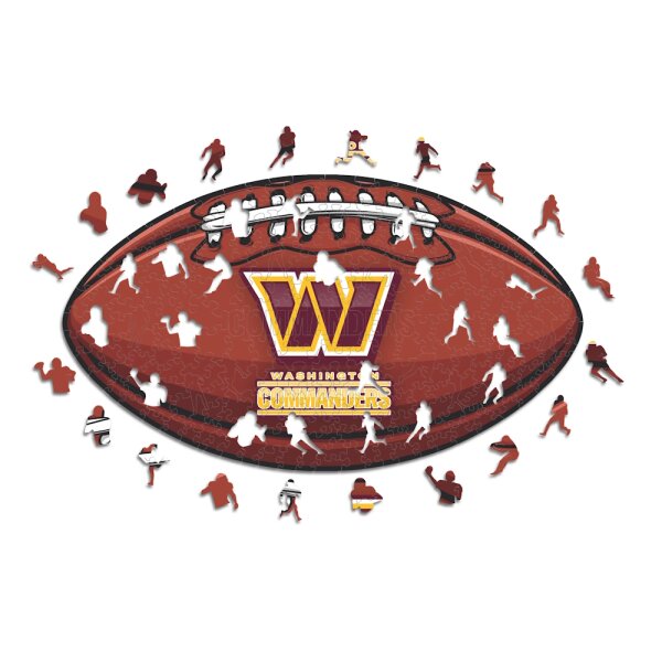 NFL - Washington Commanders&ndash; Football avec Logo  - Puzzle en bois Taille S (150 Pi&egrave;ces)