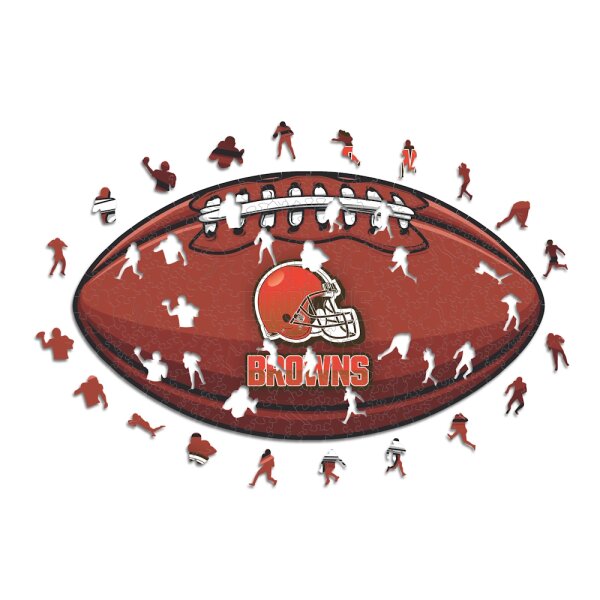 NFL - Cleveland Browns&ndash; Football avec Logo  - Puzzle en bois Taille S (150 Pi&egrave;ces)