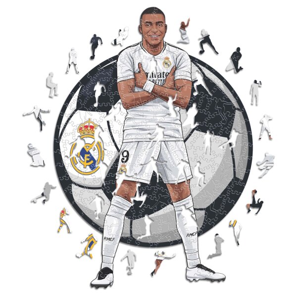 Kylian Mbapp&eacute; - Real Madrid - Puzzles en bois
