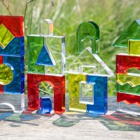 Lot de 25 blocs de construction en cristal transparent en acrylique