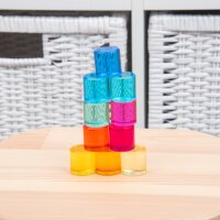 Set with 10 colorful acrylic cylinder blocks