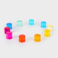 Set with 10 colorful acrylic cylinder blocks