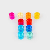 Set with 10 colorful acrylic cylinder blocks