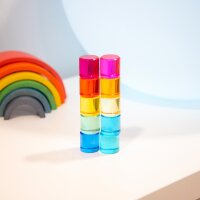 Set with 10 colorful acrylic cylinder blocks