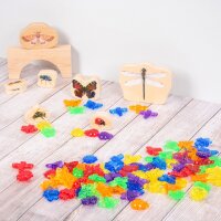 Set di 96 forme di insetti in plastica colorata e traslucida, inclusa scatola portaoggetti