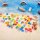 Set di 72 conchiglie colorate e traslucide e creature marine in plastica in una scatola portaoggetti