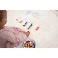 Wooden threading jewels &ndash; 36-piece set made of FSC&reg; wood & acrylic including 3 cords & bag