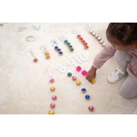 Wooden threading jewels &ndash; 36-piece set made of FSC&reg; wood & acrylic including 3 cords & bag