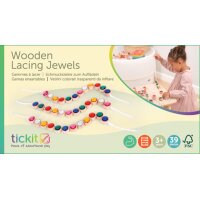 Wooden threading jewels &ndash; 36-piece set made of FSC&reg; wood & acrylic including 3 cords & bag