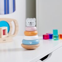 Torre di impilamento dellorso polare - Gioco di impilamento in legno con 4 anelli e testa di animale