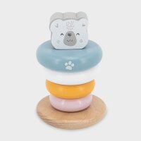Torre di impilamento dellorso polare - Gioco di impilamento in legno con 4 anelli e testa di animale